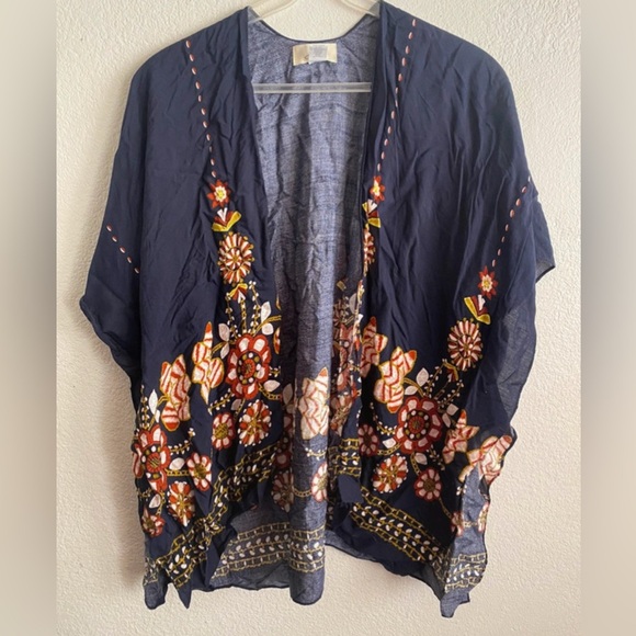 💥Besties Navy Kimono Floral Print Cardigan OS - Picture 2 of 10